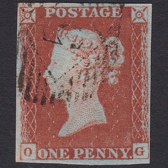 GB QV 1841 1d Red-brown (Plate 62) SG8-B1(1) OG FU 4 Margins London IS 5