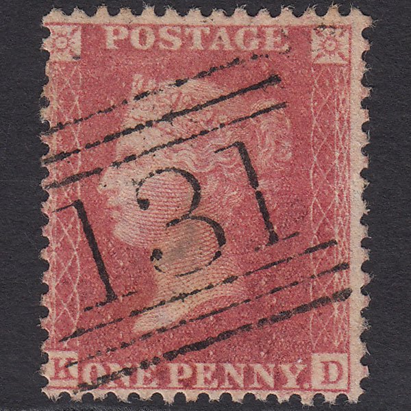 GB QV 1857 1d Rose-red (Plate 48) SG40-C10(1) KD FU Edinburgh 131