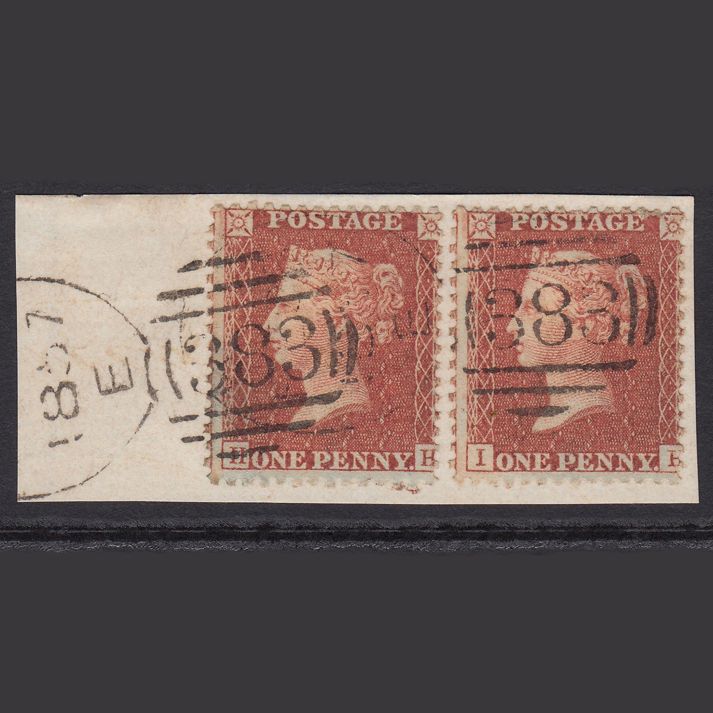 GB QV 1856 1d (Plate 46) SG29-C8(1) HH & IH FU Hull 383 Spoon on Piece