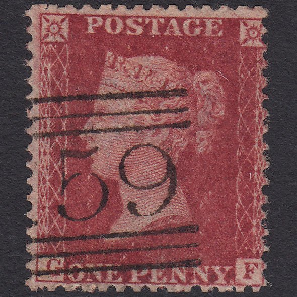 GB QV 1857 1d Deep Rose-red (Plate 55) SG41-C10(4) GF FU Glasgow 159