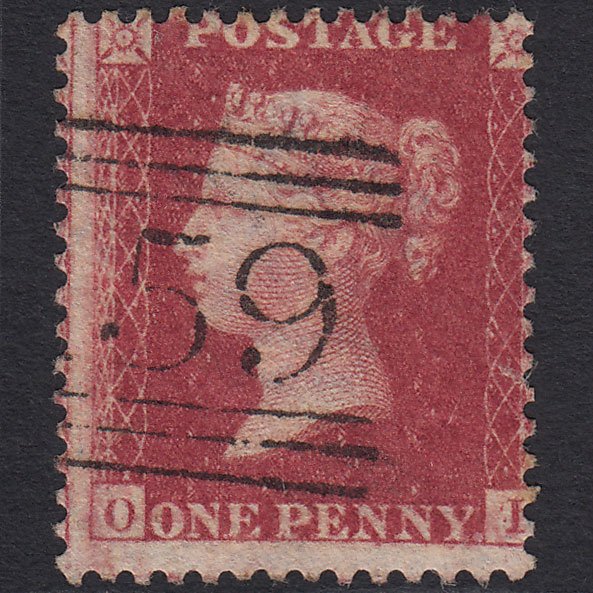 GB QV 1857 1d Rose-red (Plate 58) SG40-C10(1) OI GU Glasgow 159 Large Misperf