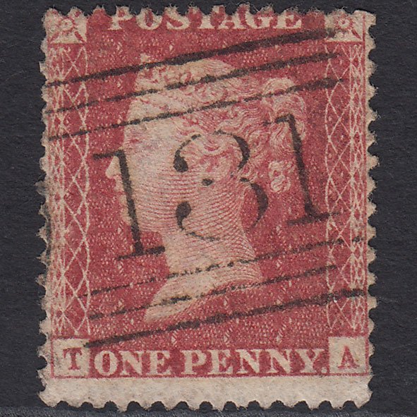 GB QV 1857 1d Rose-red (Plate 36) SG40-C10(1) TA GU Edinburgh 131 Misperf