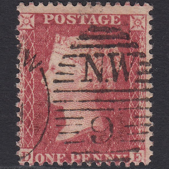 GB QV 1857 1d Rose-red (Plate 59) SG40-C10(1) DE FU London D&S NW9 Misperf