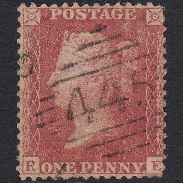 GB QV 1857 1d Rose-red (Plate 57) SG40-C10(1) RE GU Waterford 445