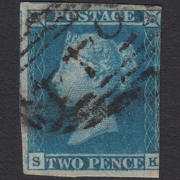 GB QV 1841 2d Blue (Plate 3) SG14-E1(2) SK FU 3 Margins Newbury 544