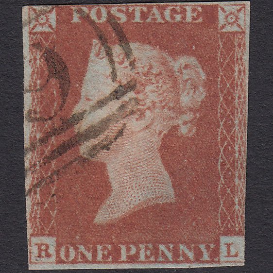 GB QV 1841 1d Red-brown (Plate 69) SG8-B1(1) RL FU nr 4 Margins