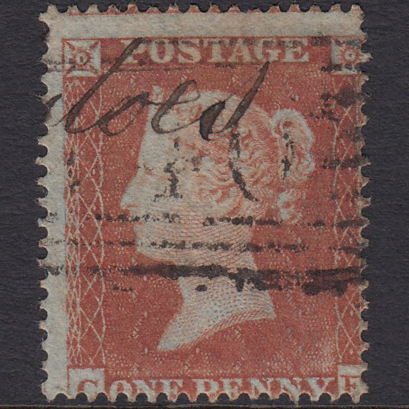 GB QV 1854 1d (Plate 176) SG17-C1(1) CF FU Scotland & Manuscript Cancel
