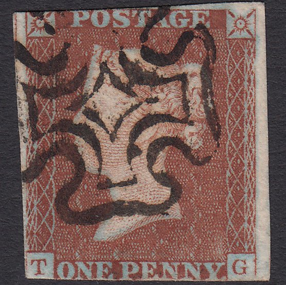 GB QV 1841 1d Red-brown (Plate 27) SG8-B1(1) Ivory Head TG GU Maltese Cross