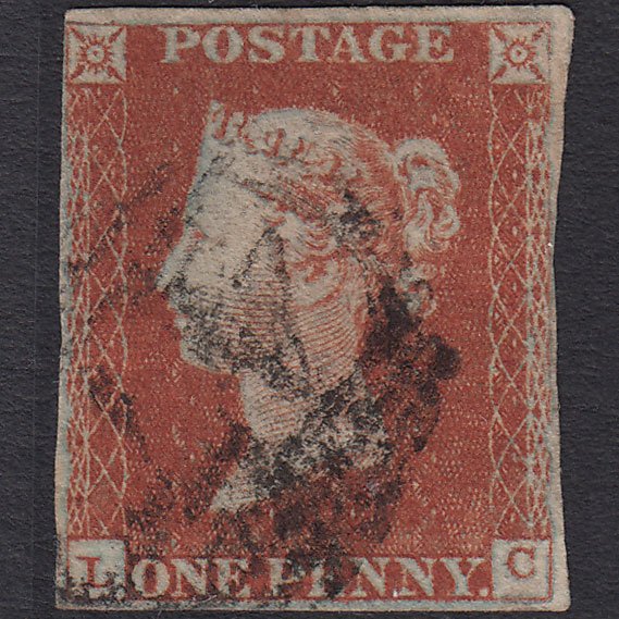 GB QV 1841 1d Red-brown (Plate 44) SG8-B1(1) LC GU 4 Margins