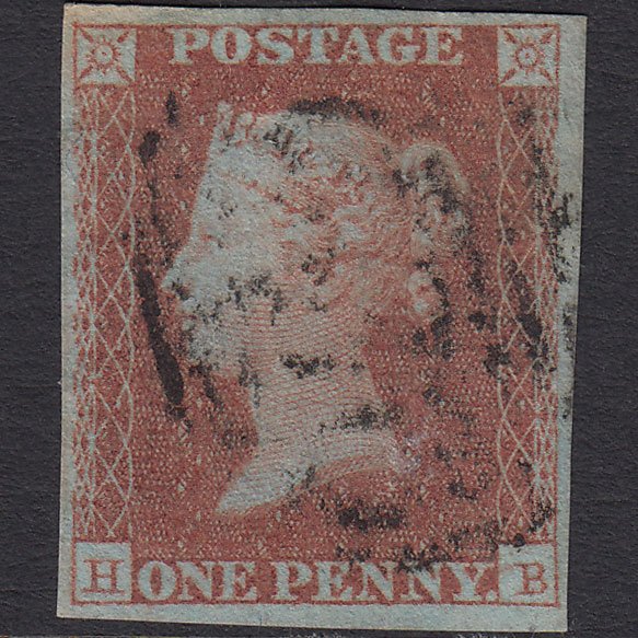 GB QV 1841 1d Very Blued (Plate 120) SG8a-B1(2) HB FU 4 Margins