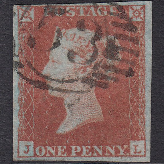 GB QV 1841 1d Red-brown (Plate 105) SG8-B1(1) JL FU 4M London D&S Cancel