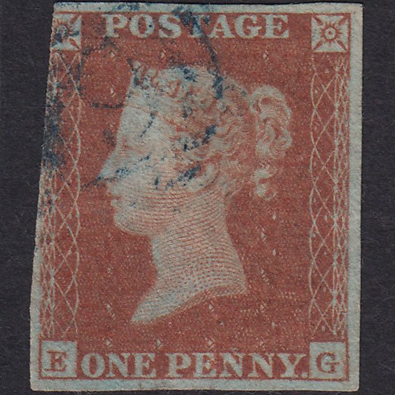GB QV 1841 1d Red-brown (Plate 110) SG8-B1(1) EG GU 3 Margins Blue Cancel