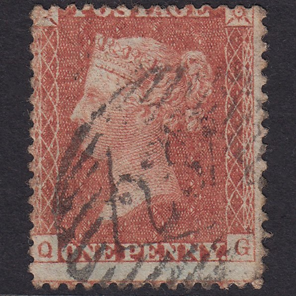 GB QV 1856 1d Red-Brown Plate 33 SG29-C8(1) QG GU London IS 23