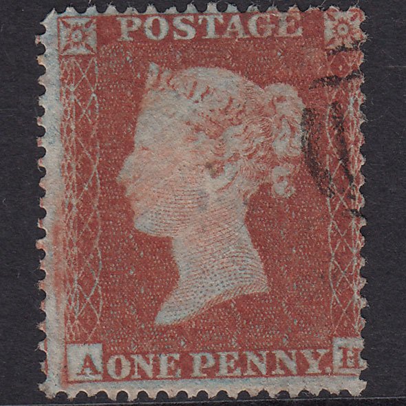 GB QV 1854 1d Red-Brown Plate 197 SG17-C1(1) AH FU Light Cancel