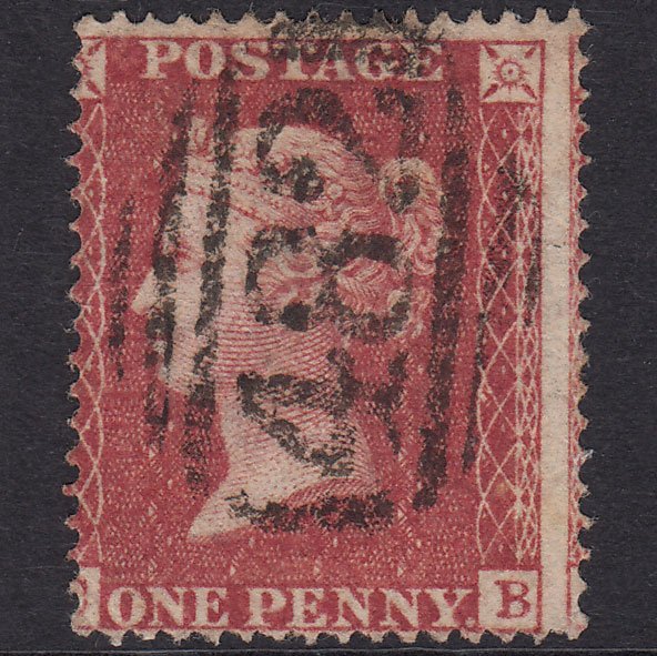 GB QV 1857 1d Rose-Red Plate 45 SG36-C11 CB FU Luton 482 Misperf