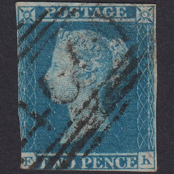 GB QV 1841 2d Blue Plate 3 SG14-E1(2) FK GU
