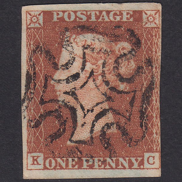 GB QV 1841 1d Red-Brown Pl 22 SG8-B1(1) KC GU Missing Imprimatur Nr 4M MX