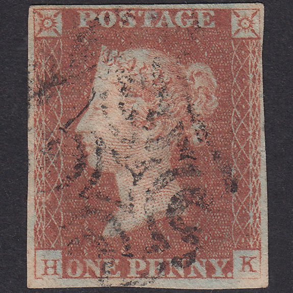GB QV 1841 1d Red-Brown Plate 21 SG8-B1(1) HK FU 4 Margins Maltese Cross