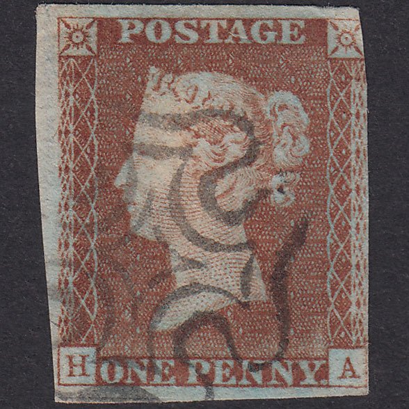GB QV 1841 1d Red-Brown Plate 20 SG8-B1(1) HA FU 3 Margins Maltese Cross