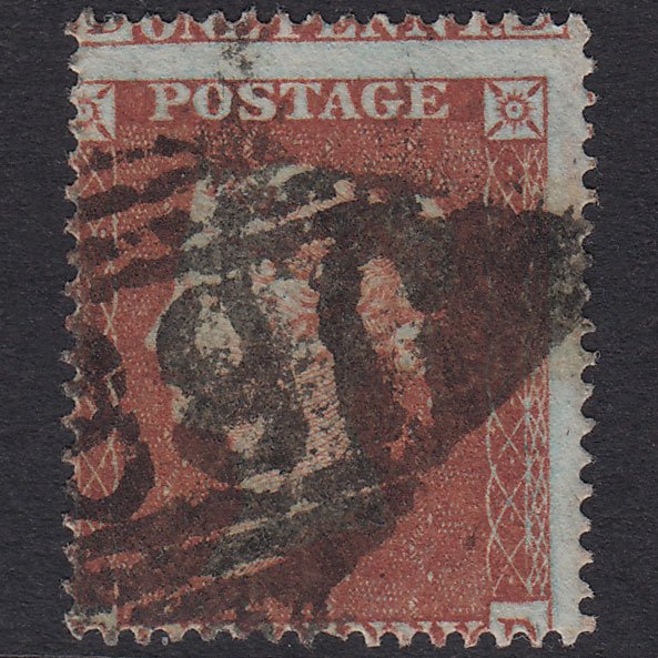 GB QV 1854 1d Red-Brown Plate 175 SG17-C1(1) ED GU Dublin 186 Misperf