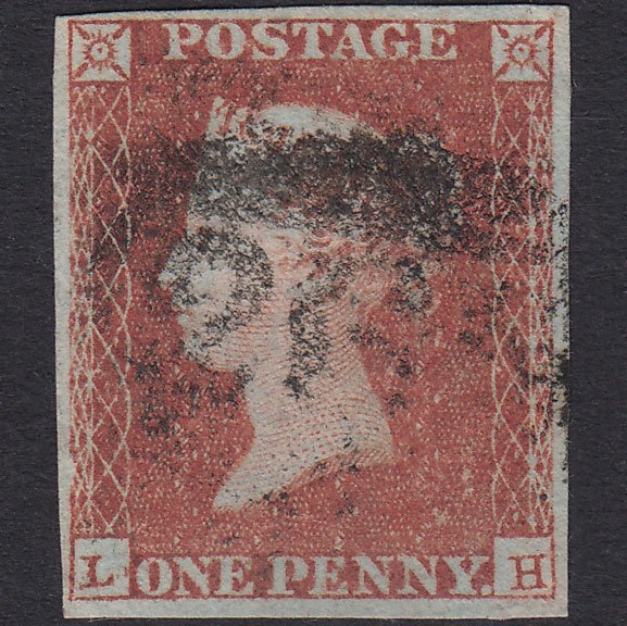 GB QV 1841 1d Red-Brown Plate 96 SG8-B1(1) LH FU 4 Margins