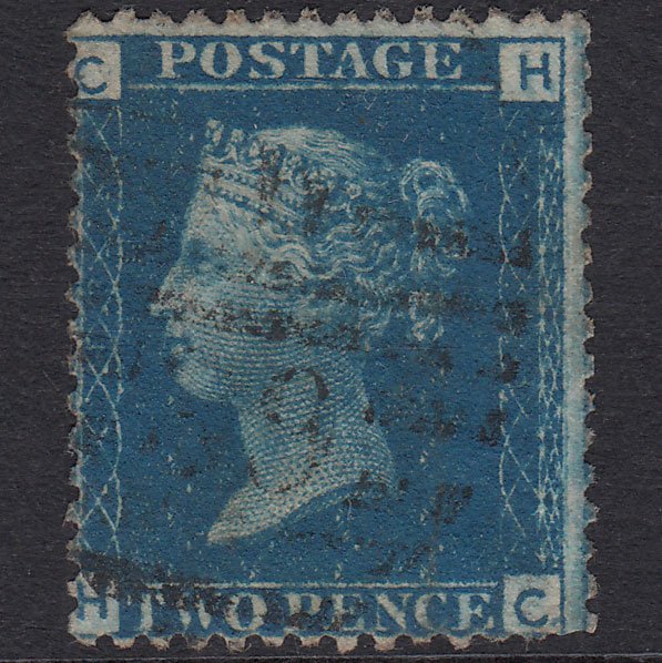 GB QV 1869 2d Blue Plate 13 SG46-G3 HC GU London D&S W39