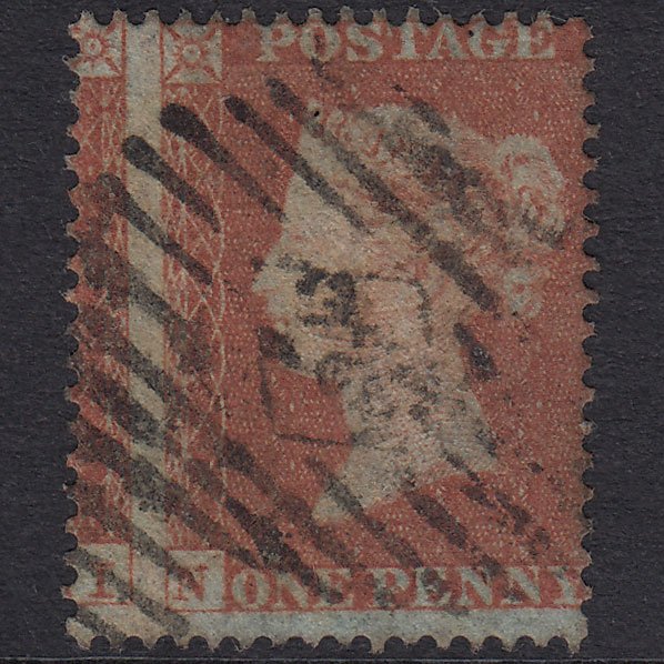 GB QV 1854 1d Red-Brown Plate 172 SG17-C1(1) NJ FU London Huge Misperf