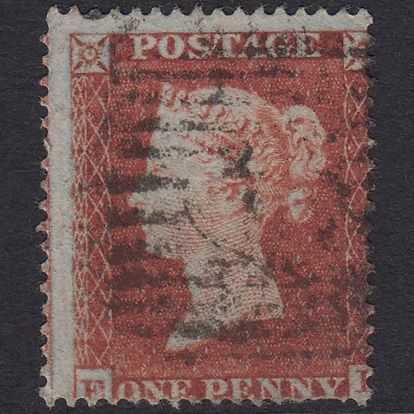 GB QV 1854 1d Red-Brown SG17-C1(1) GU Misperf