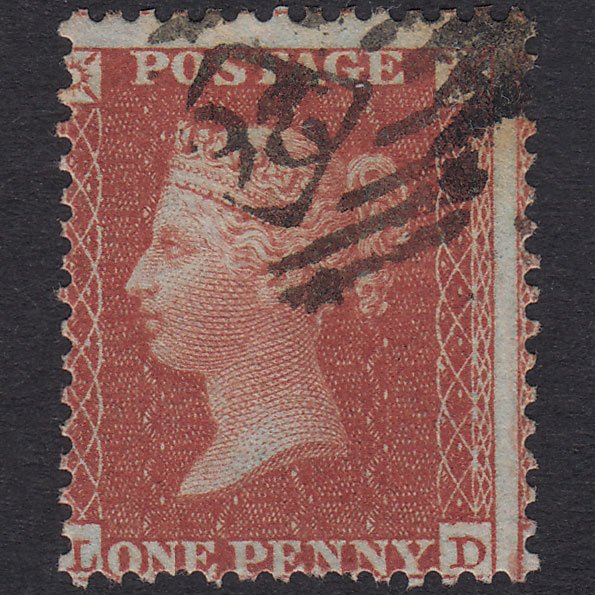 GB QV 1855 1d Red-Brown Plate 2 SG24-C3(1) LD GU London IS 36