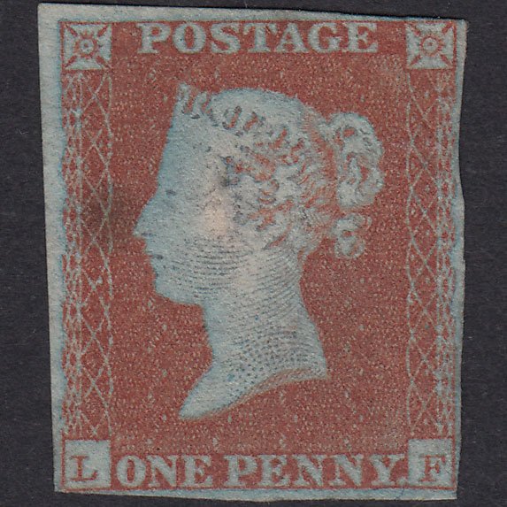 GB QV 1841 1d Very Blued Plate 119 SG8A-B1(2) LF FINE UNUSED Nr 4 Margins