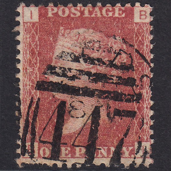 GB QV 1864 1d Lake-Red Plate 175 SG44-G1(2) BI GU Leeds 447