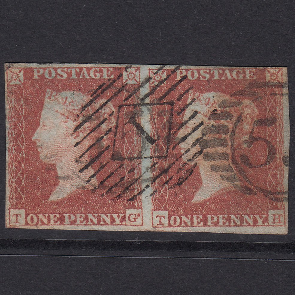 GB QV 1841 1d Pl 118 SG8-B1(1) TG-TH FU Pair Both London D&S and IS Pmks!