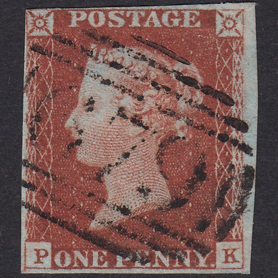 GB QV 1841 1d Red-Brown Plate 61 SG8-B1(1) PK FU 4 Margins St Helens 679