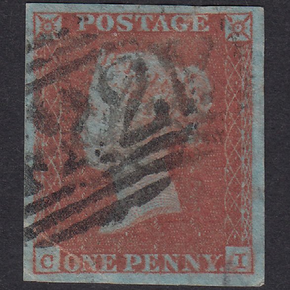 GB QV 1841 1d Very Blued Plate 106 SG8A-B1(2) CI GU 4 Good Margins