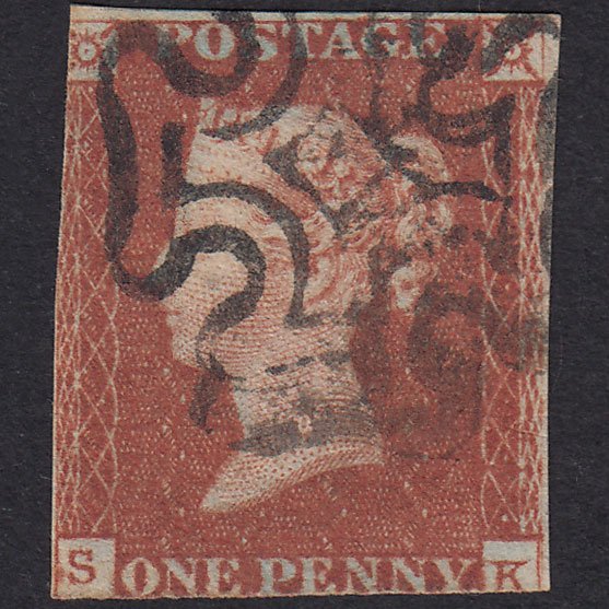 GB QV 1841 1d Pale Red-Brown Plate 20 SG9-B1(3) SK GU Maltese Cross