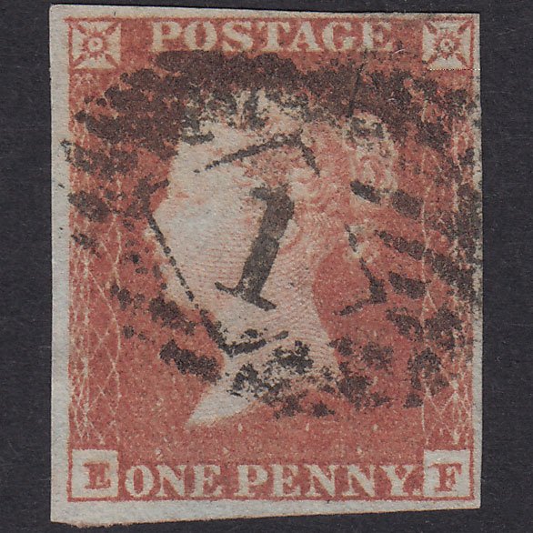 GB QV 1841 1d Red-Brown Plate 97 SG8-B1(1) EF GU 4 Margins London IS 1