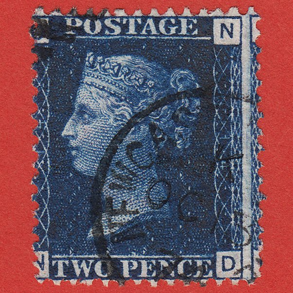 GB QV 1869 2d Deep Blue (Plate 14) SG47 ND VFU + Newcastle CDS