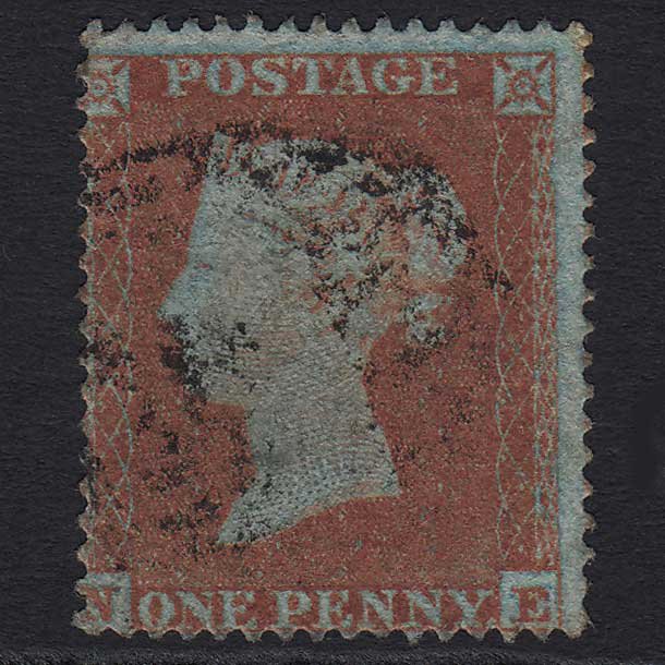 GB QV 1854 1d Red-brown (Plate 186) (SG17) 'NE' FU Light Cancel C1