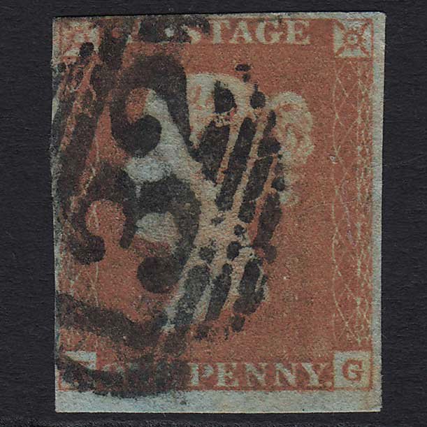 GB QV 1841 1d Red-brown (Plate 87) (SG8) 'KG' GU Brighton (132) 4 Margins