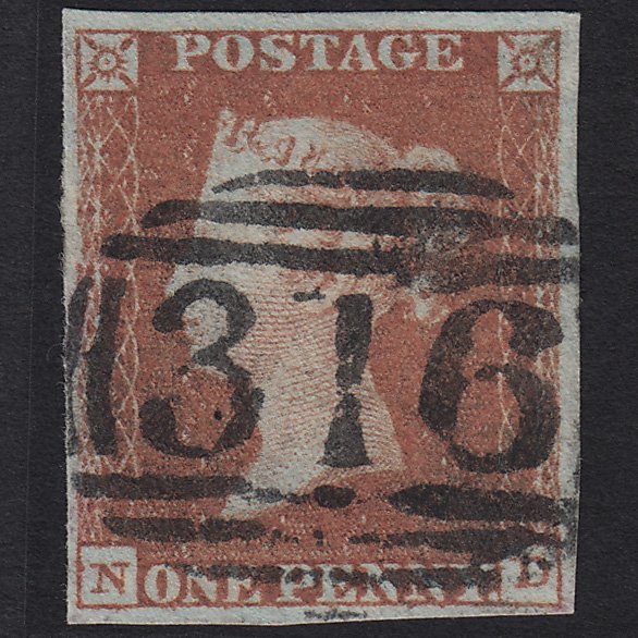 GB QV 1841 1d Red-brown (Plate 101) SG8-B1(1) ND FU Godalming 316