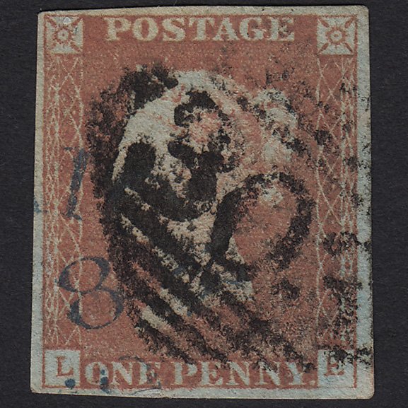 GB QV 1841 1d (Plate 76) SG8-B1(1) LE GU Limerick 303 Blue Town Pmk Cat£1800