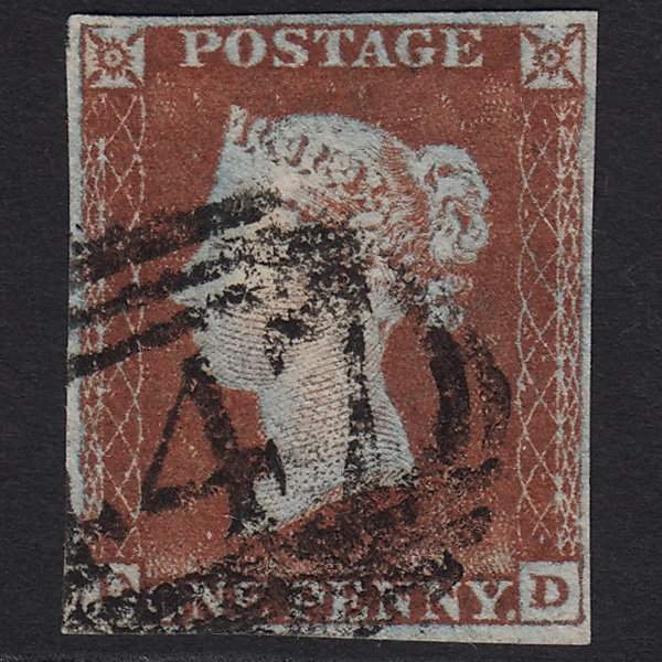 GB QV 1841 1d Red-brown (Plate 46) SG8-B1(1) DD VFU Leeds 447 4M Imperf