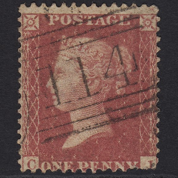 GB QV 1857 1d Rose-red (Plate 52) SG40-C10(1) JK GU Dundee 114