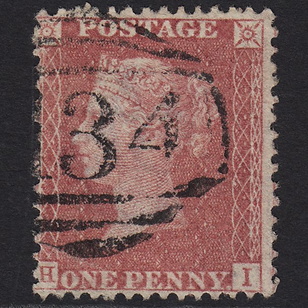 GB QV 1857 1d Rose-red (Plate 68) SG40-C10(1) HI FU Bristol 134