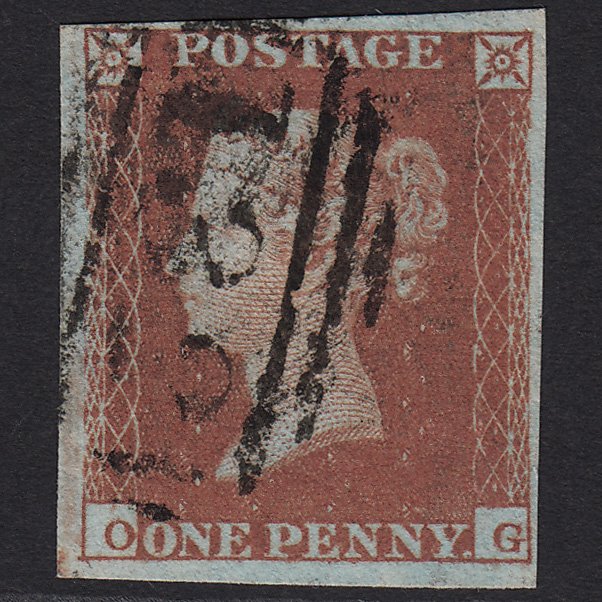 GB QV 1841 1d Red-brown (Plate 127) SG8-B2(1) OG FU Brighton 132 4 Margins