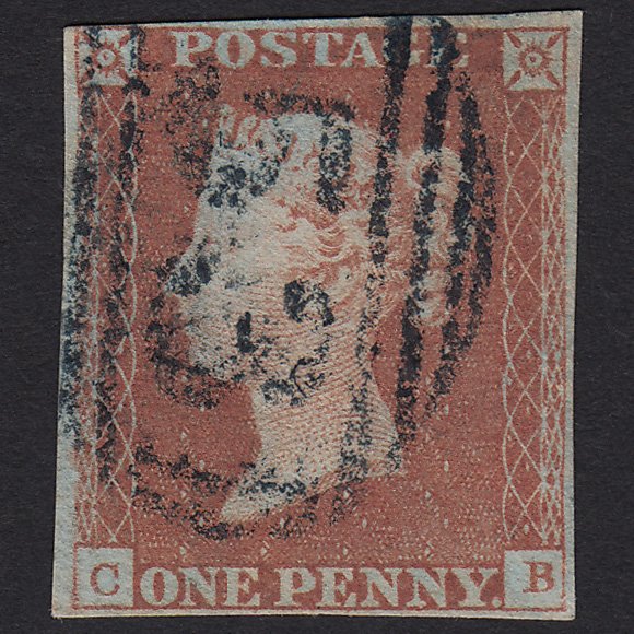 GB QV 1841 1d (Plate 77) SG8-B1(1) CB FU Blue-black Bath 53 nr 4M Imperf