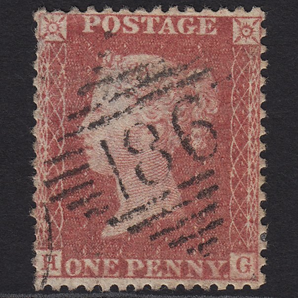 GB QV 1857 1d Rose-red (Plate 66) SG40-C10(1) HG GU Dublin 186