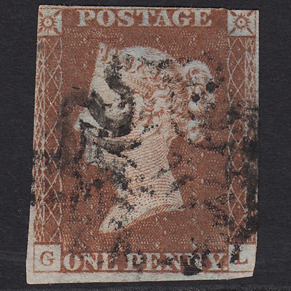 GB QV 1841 1d Red-brown (Plate 36) SG8-B1(1) GL GU Maltese Cross