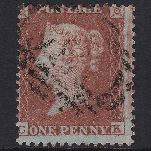 GB QV 1855 1d (Plate 198) SG22-C2(1) CK GU Large Misperf Tiny Pinhole