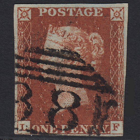 GB QV 1841 1d Deep Red-brown (Plate 47) SG10-B1(4) LF GU nr 4 Margins